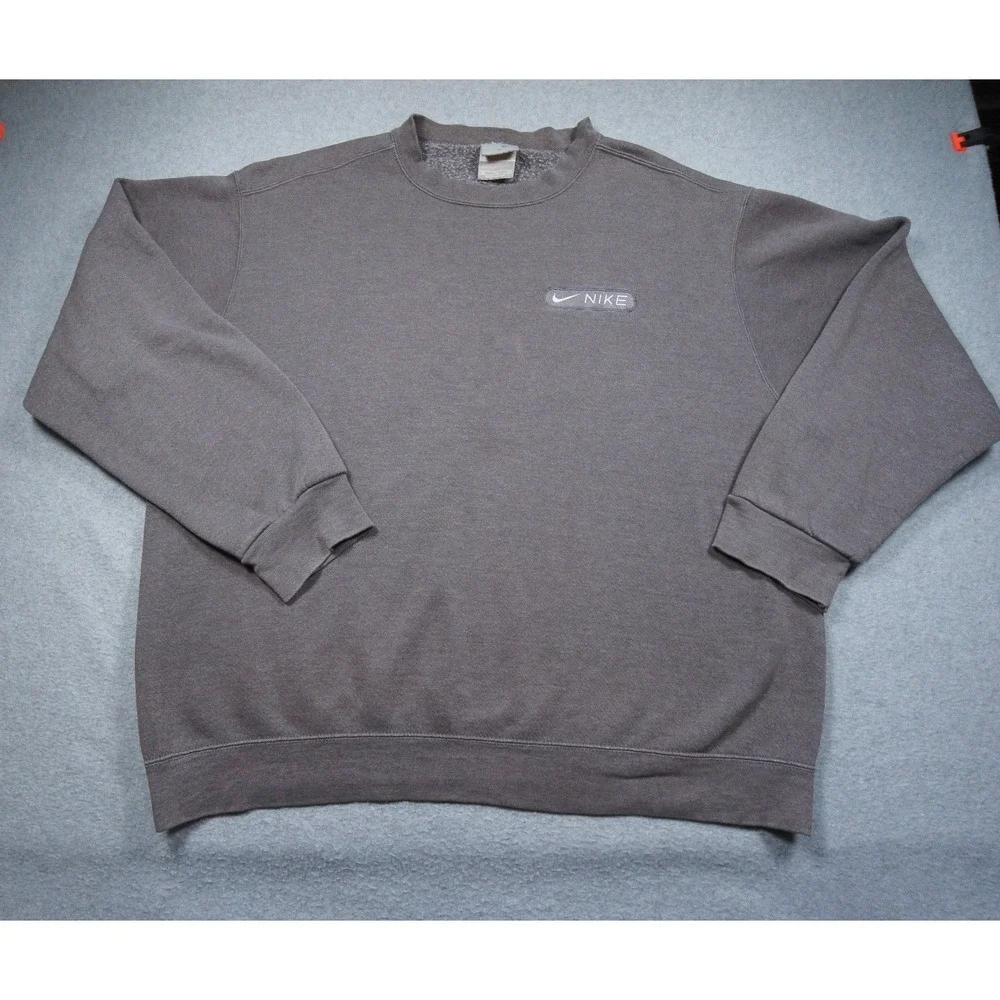 Vintage Nike Sweatshirt Mens XLarge Gray Crewneck Pullover 90s Y2K Swoosh VTG
